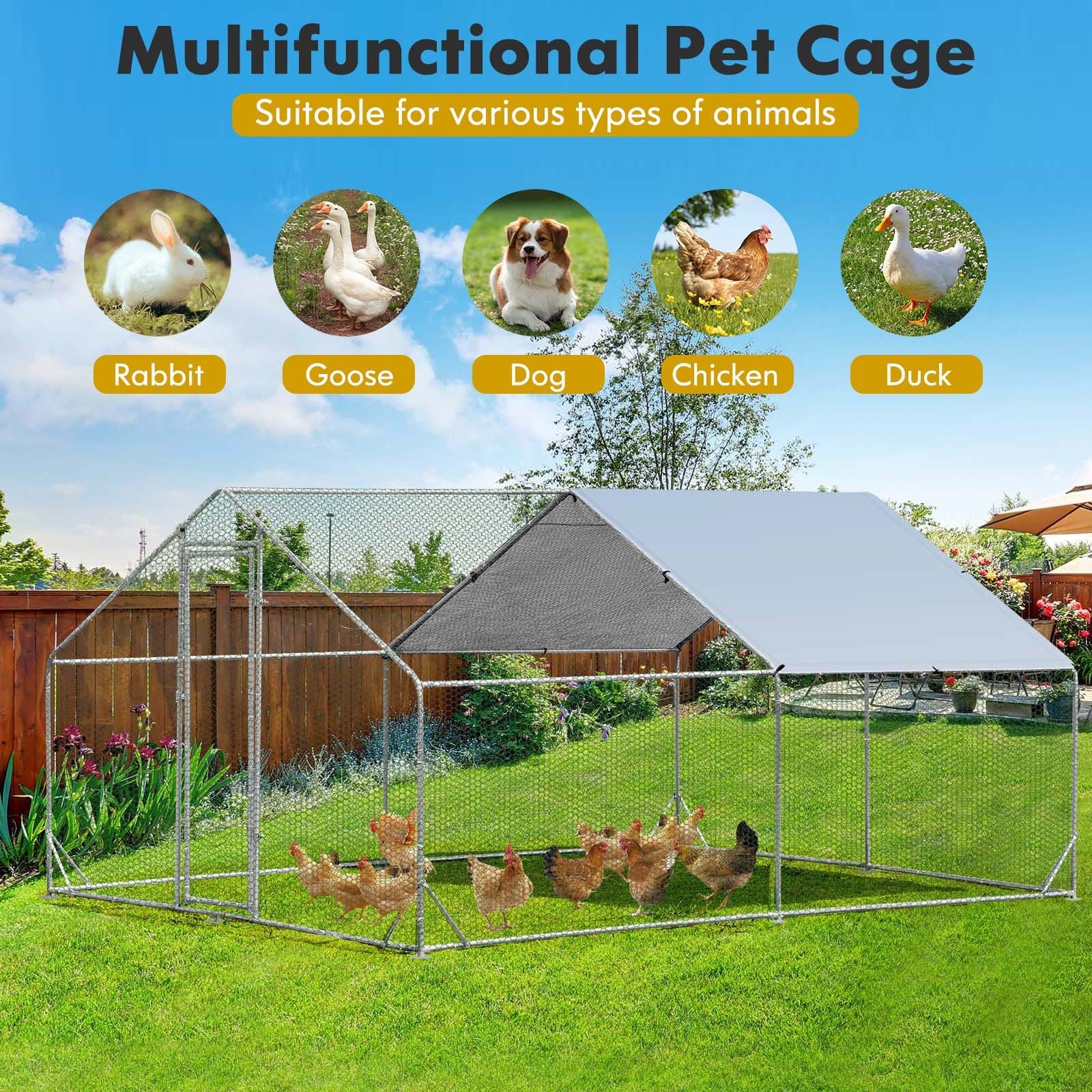 Large Spire-Shaped Chicken Coop with Sun-Protective Cover