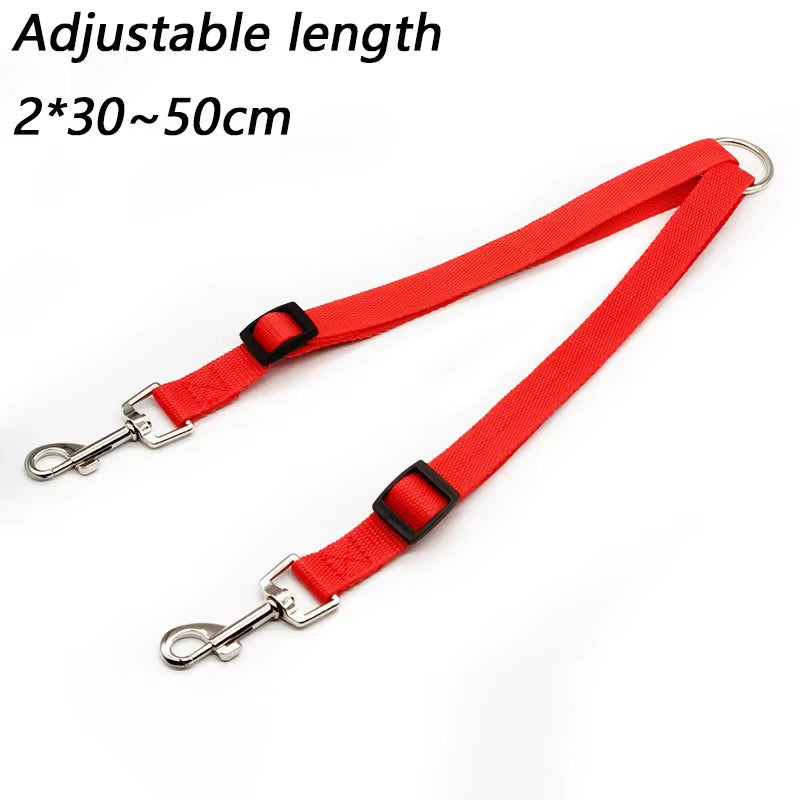 Double Twin Dual Coupler Dog Leash Two in One Strong Nylon V Shape Adjustable Pet Dog Leash Colorful Two Ways 2 Dogs Pet Lead