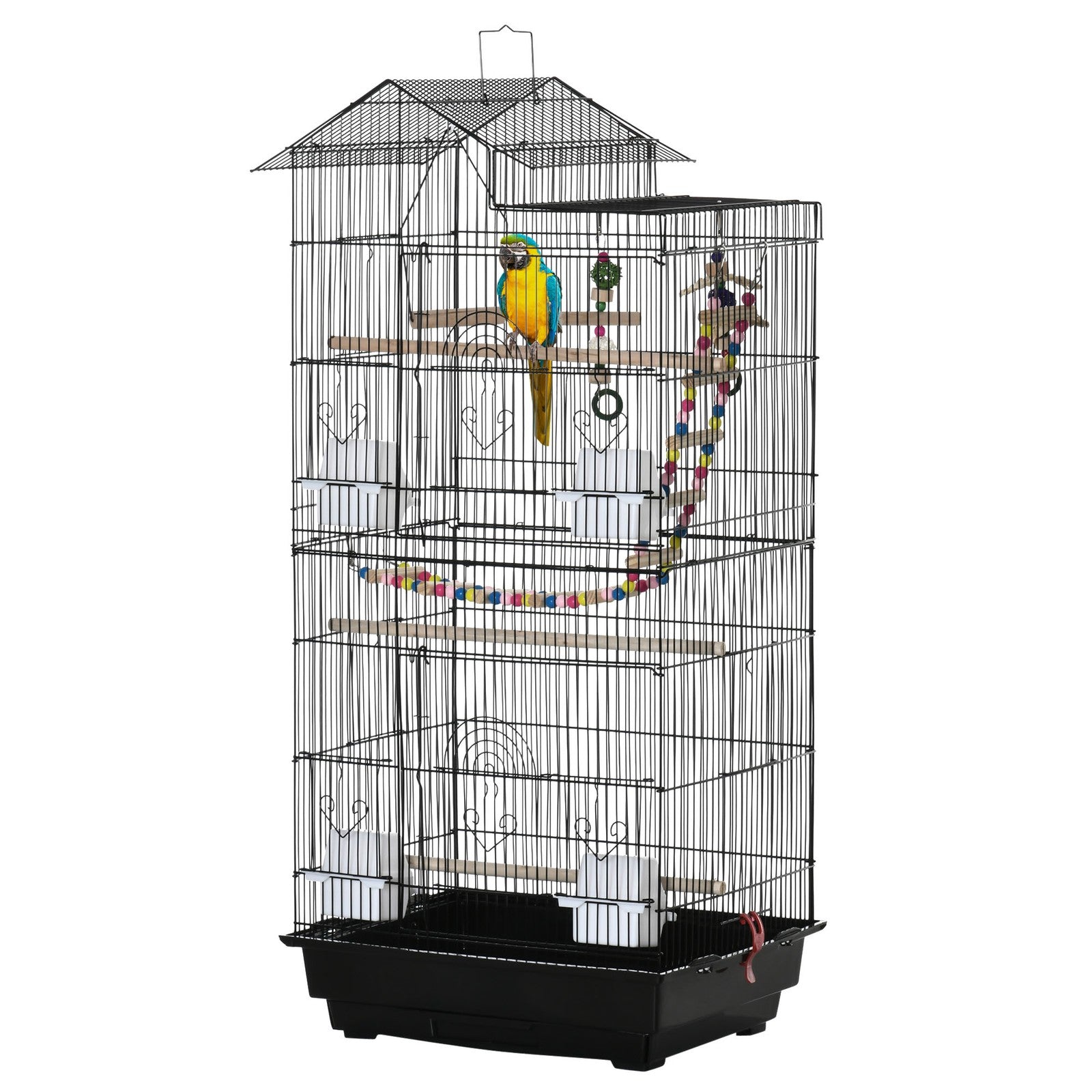 Pawhut Bird Cage for Budgies, Finches, Canaries W/ Accessories, Toys, Tray