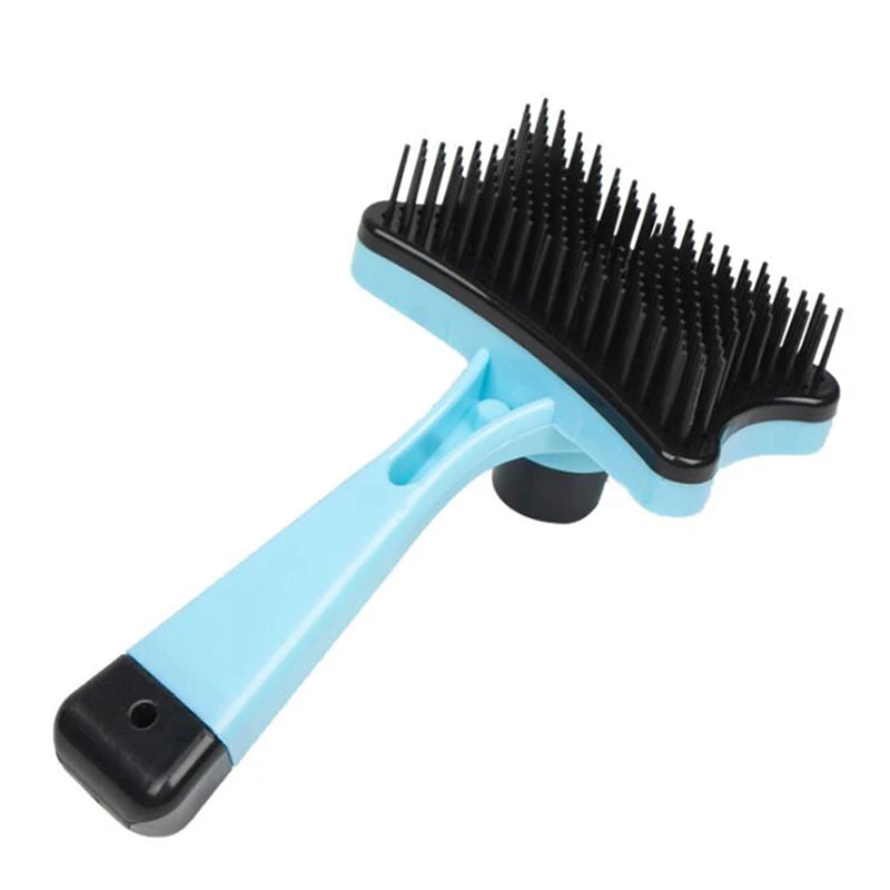 Pet Brush Automatic Plastic Shedding Hair Remove Tool Dog Cat Loose Hair Comb for Pet Faces Fur Nozzle Grooming Blue,Pink,Orange