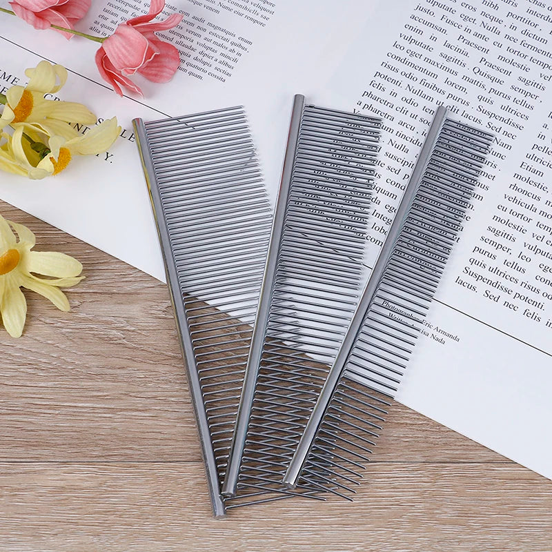Hot Sale Stainless Steel Pet Hair Trimmer Combs Puppy Cat Cleaning Brush Pet Shedding Grooming Asymmetric Dog Long Hair Comb