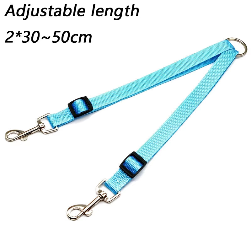 Double Twin Dual Coupler Dog Leash Two in One Strong Nylon V Shape Adjustable Pet Dog Leash Colorful Two Ways 2 Dogs Pet Lead