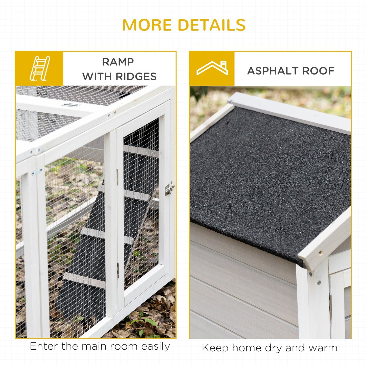 2 in 1 Rabbit Hutch Outdoor, Double Main House with Run & No-Leak Tray, Grey