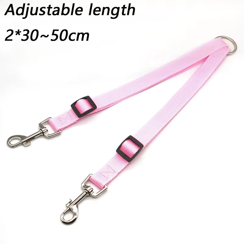 Double Twin Dual Coupler Dog Leash Two in One Strong Nylon V Shape Adjustable Pet Dog Leash Colorful Two Ways 2 Dogs Pet Lead