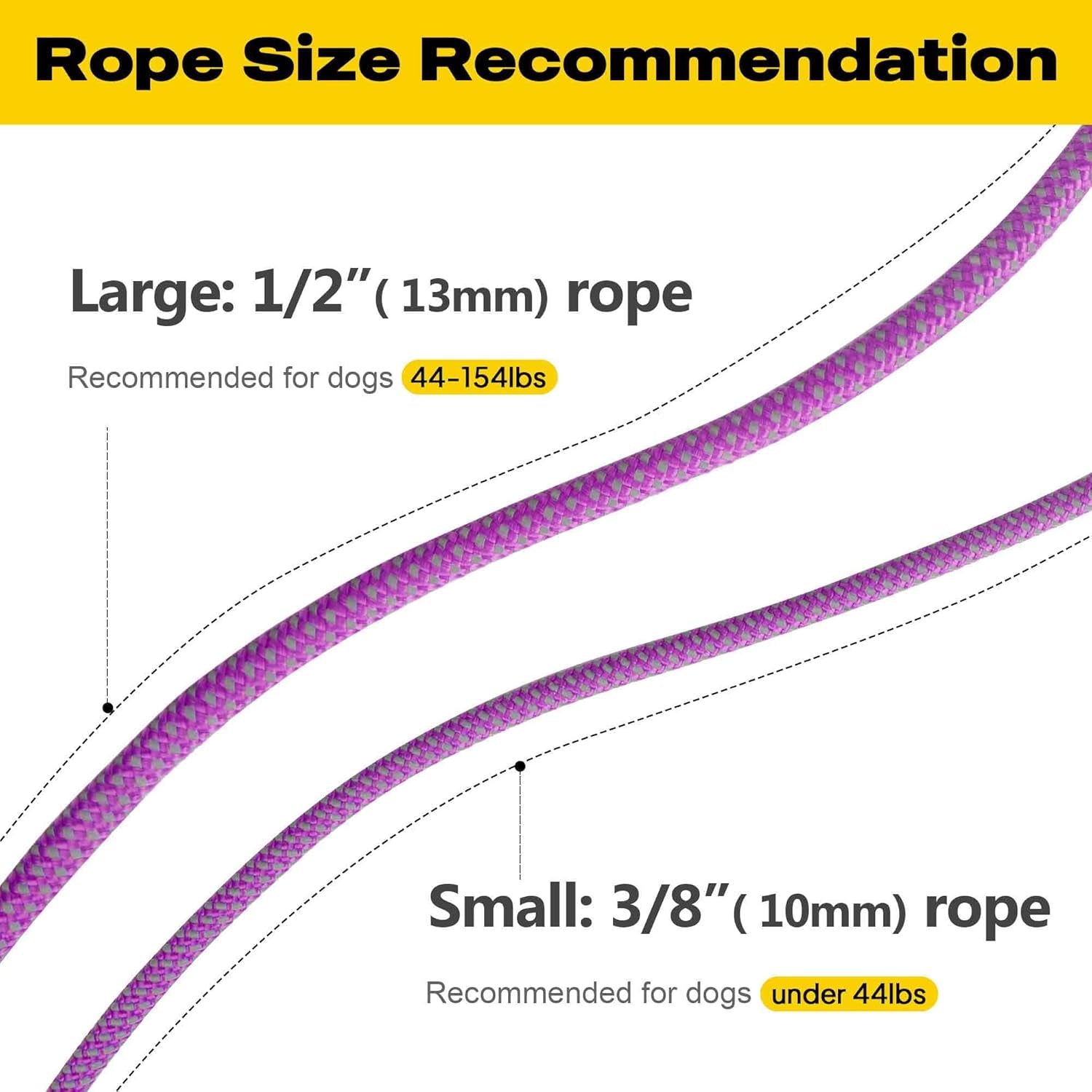 Slip Leads for Dogs - 4 FT X 1/2" Heavy Duty Comfortable Strong Rope Leash for Large, Medium Dogs - No Pull Pet Training Leash with Highly Reflective, Purple
