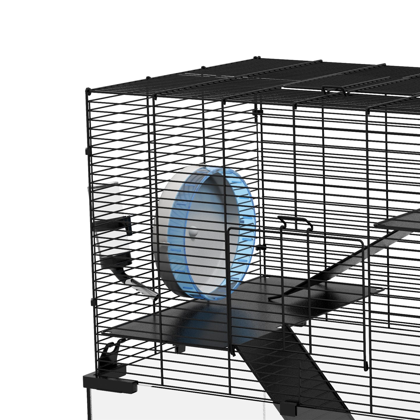 3 Tiers Hamster Cage, Gerbil Cage W/ Ramps, Exercise Wheel