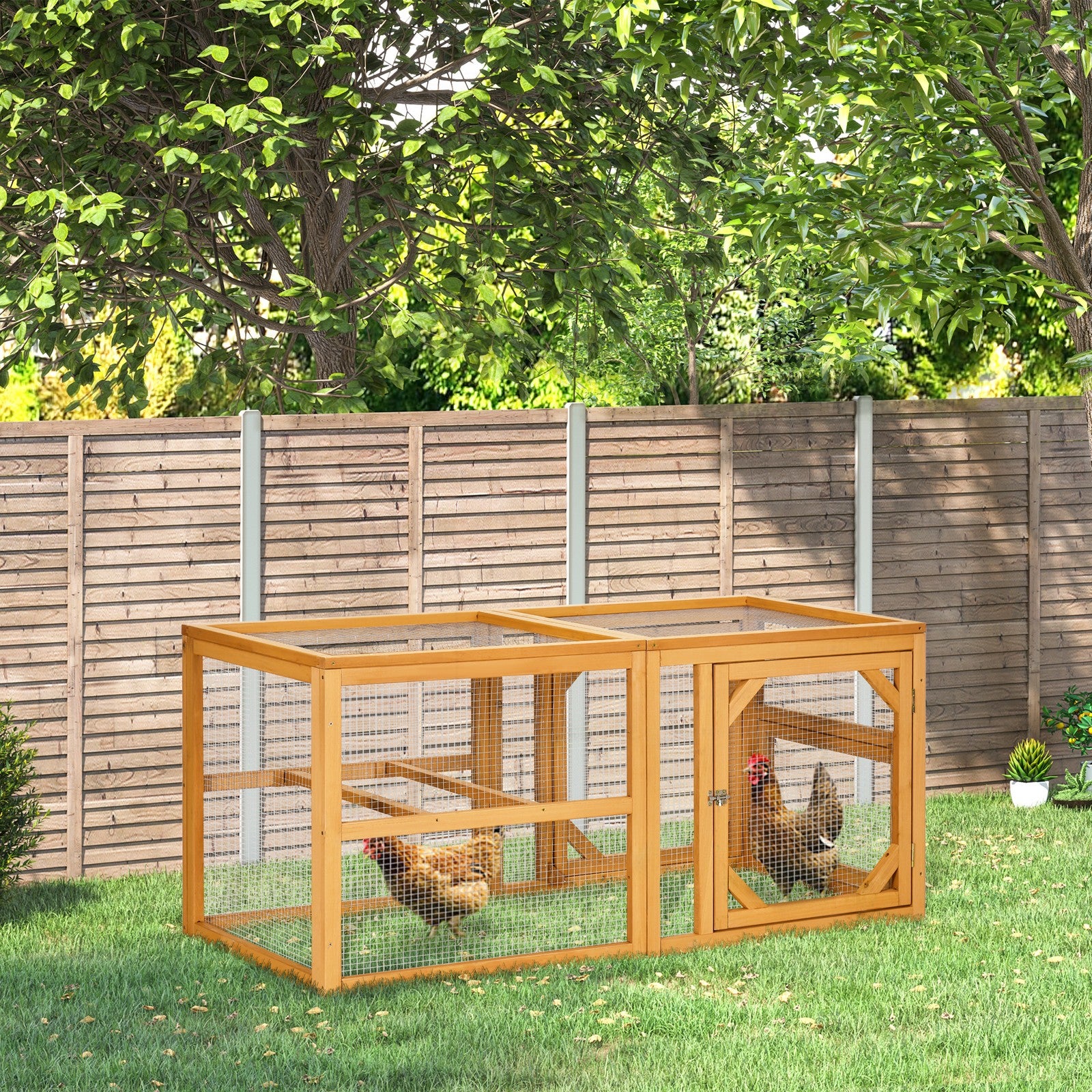 Pawhut Wooden Chicken Coop W/ Perches, Doors, for 2-4 Chickens