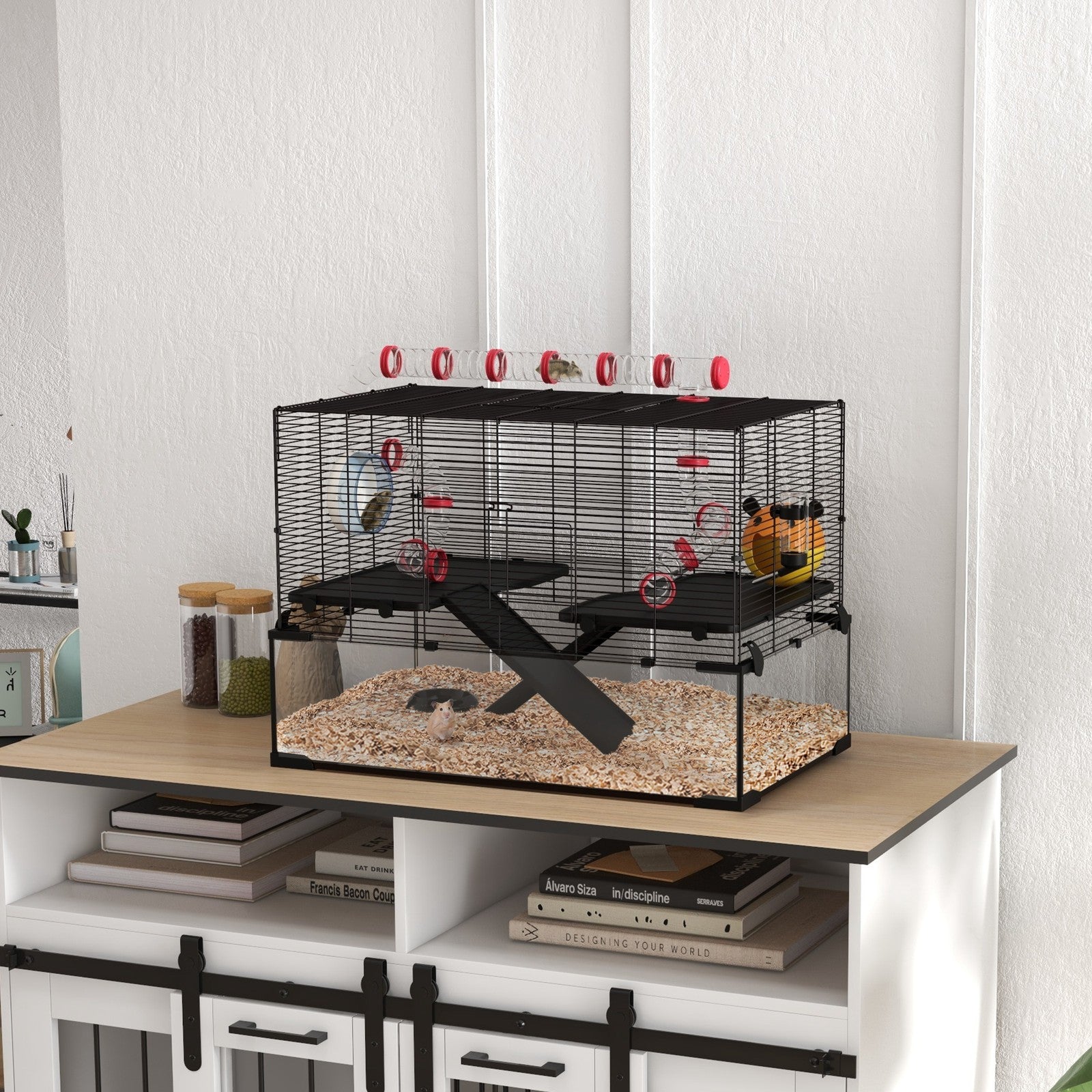 Pawhut Hamster Cage W/ Tunnels, Tubes, Ramps, Platforms, Hut, 78.5 X 48.5 X 57Cm