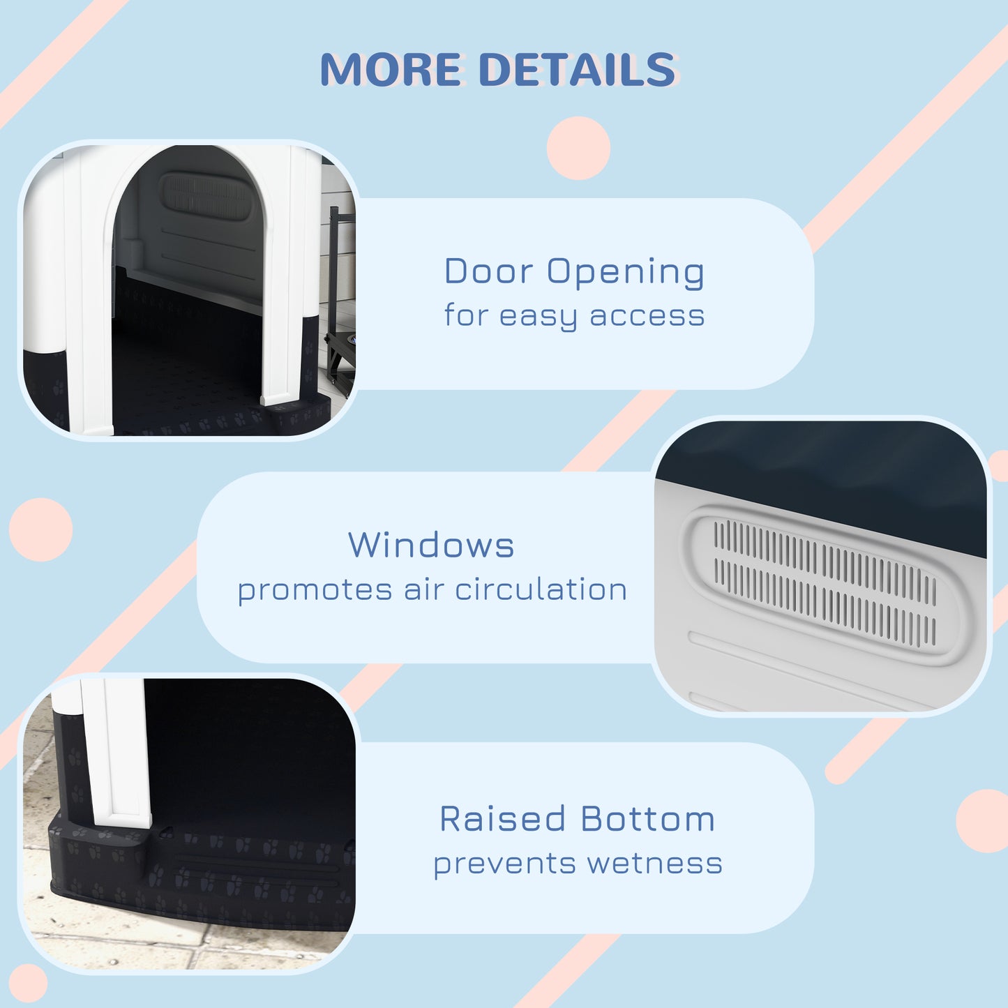 Dog Kennel for Outside, Plastic Dog House, Water-Resistan