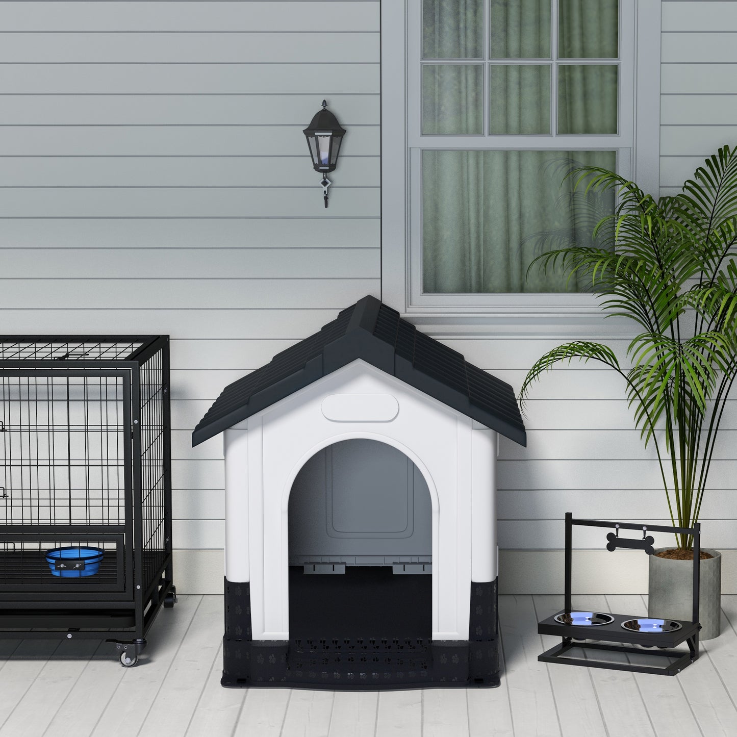 Dog Kennel for Outside, Plastic Dog House, Water-Resistan