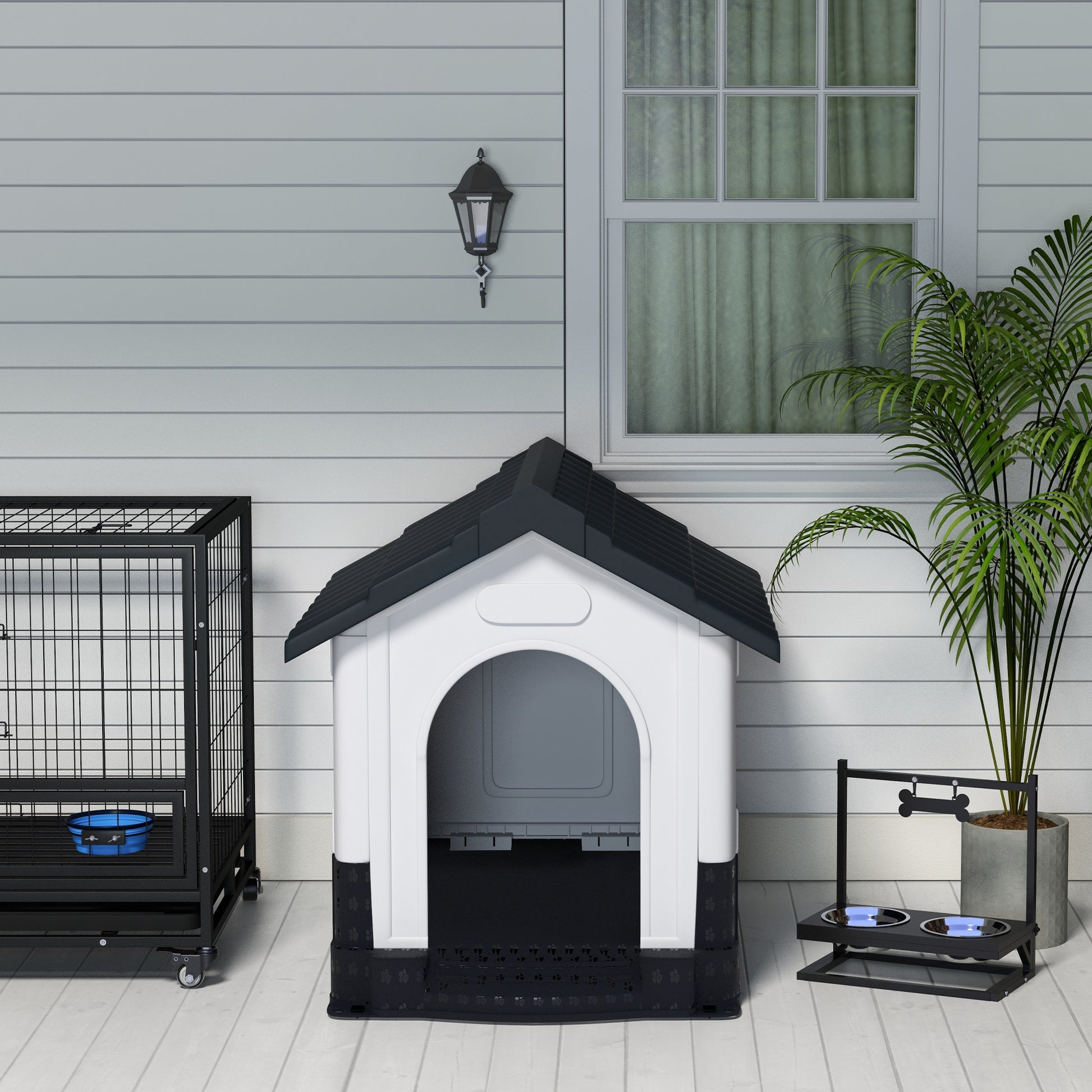 Dog Kennel for Outside, Plastic Dog House, Water-Resistan