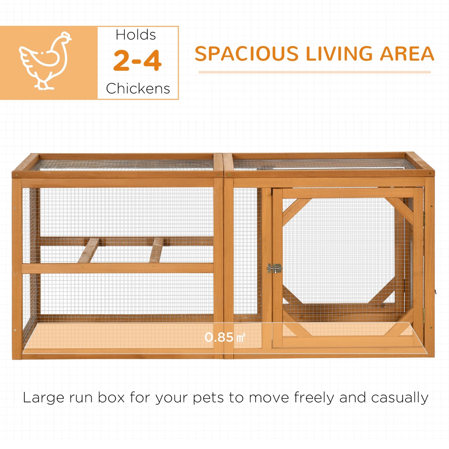Pawhut Wooden Chicken Coop W/ Perches, Doors, for 2-4 Chickens
