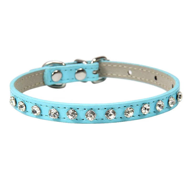 Luxury Rhinestone Rivets Cat Collar Leather Small Dog Collars Puppy Neck Strap for Kitten Accessories Wholesale / Dropshipping