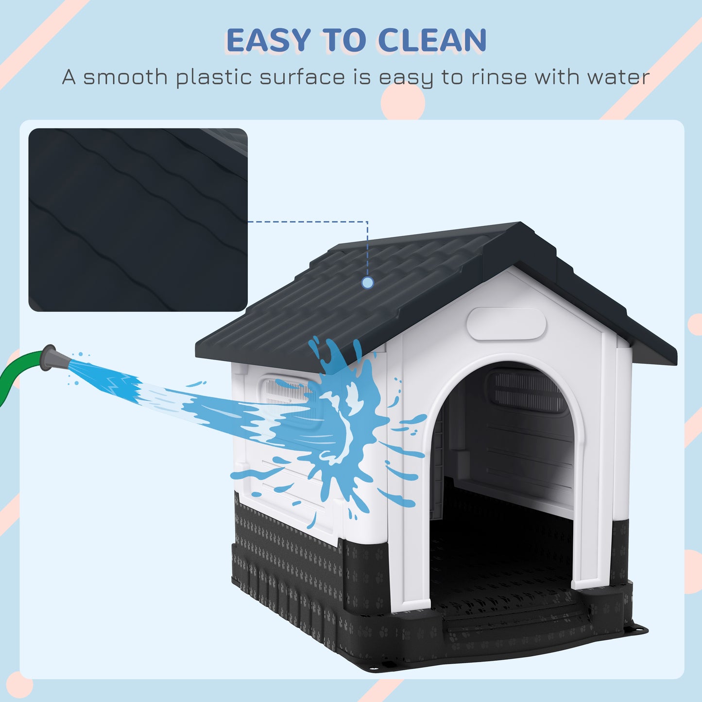 Dog Kennel for Outside, Plastic Dog House, Water-Resistan