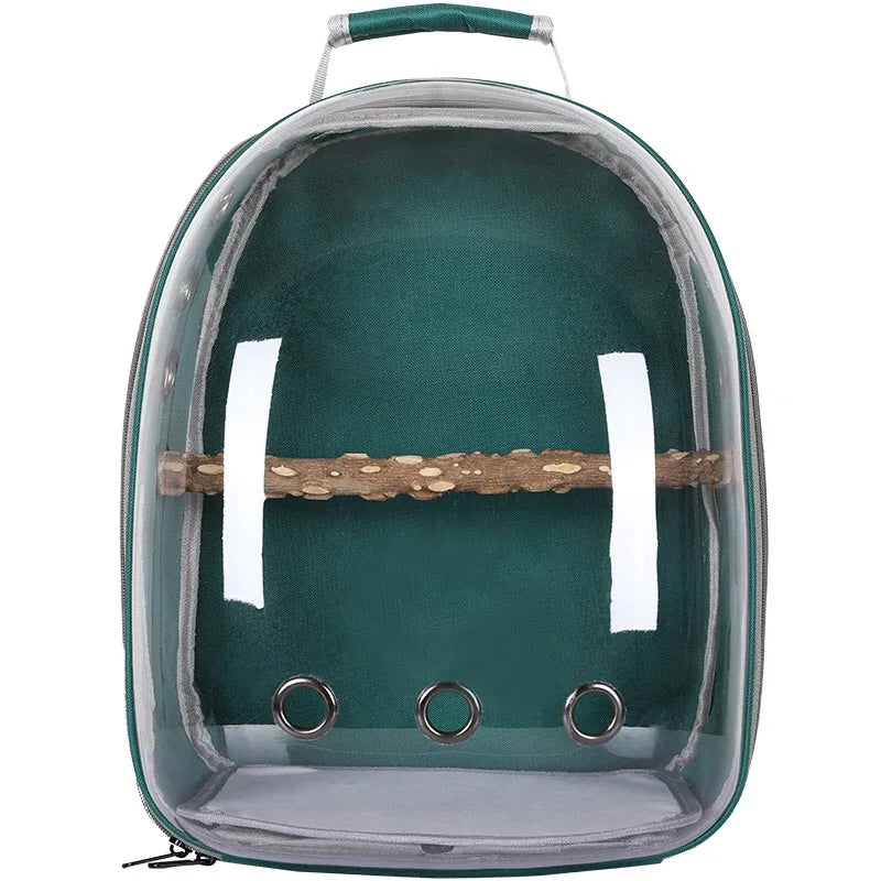 Bird Carrier Bag Parrot Backpack with Prech and Feeder Cups for Parakeet Cockatiel Bunny Travel Acrylic Portable Pet Bird Cage