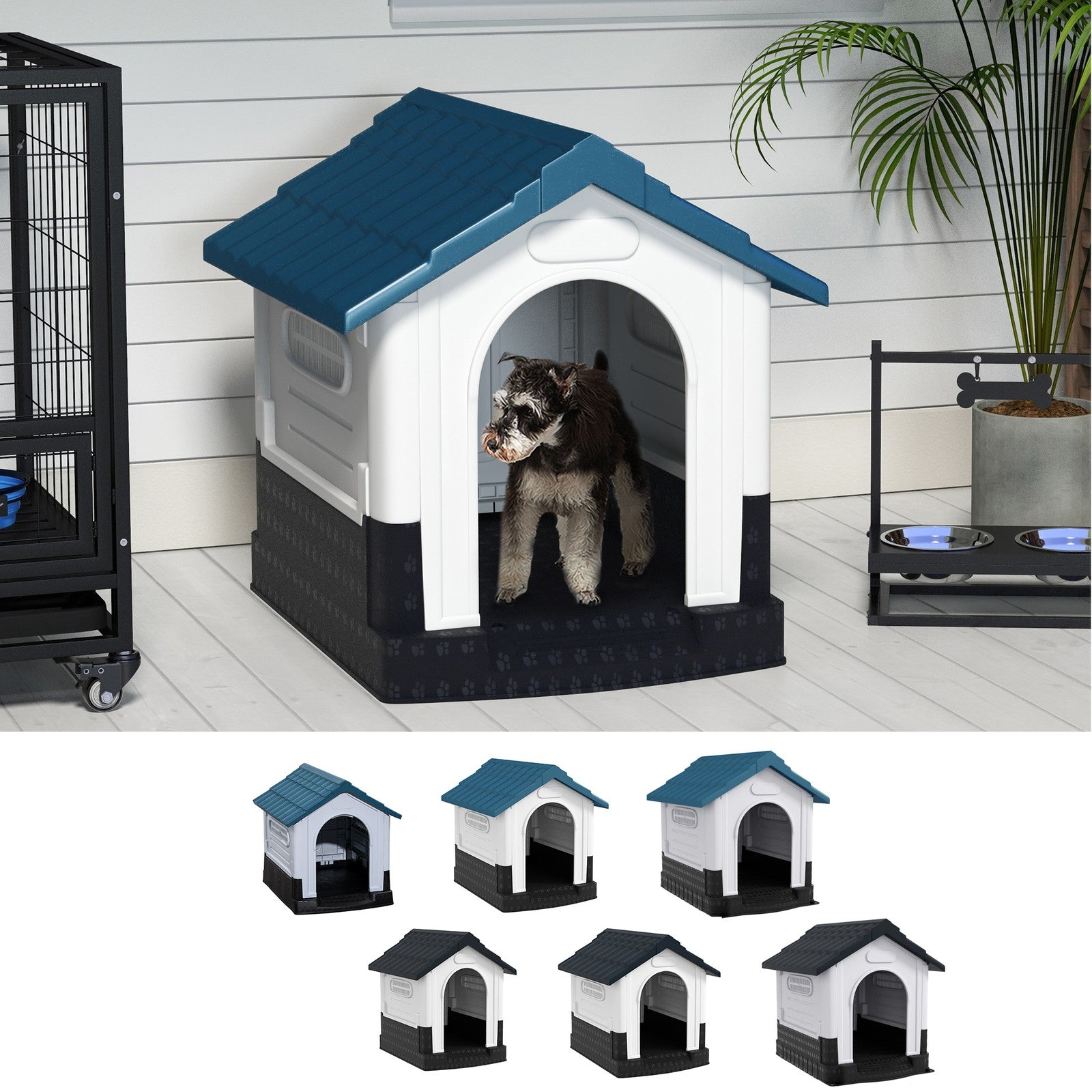 Dog Kennel for Outside, Plastic Dog House, Water-Resistan