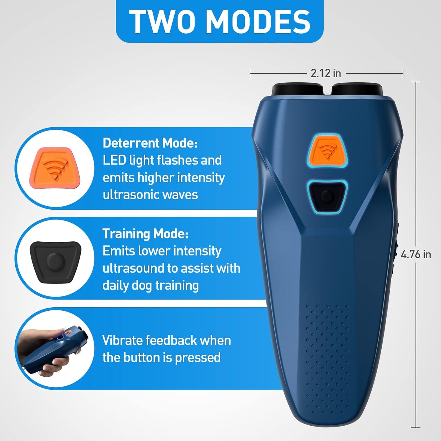 Dog Barking Control Devices Dual Sensor anti Barking Device with Training/Deterrent Modes Dog Whistle to Stop Barking Ultrasonic Dog Barking Deterrent with LED Flashlight 25 FT Range Rechargeable