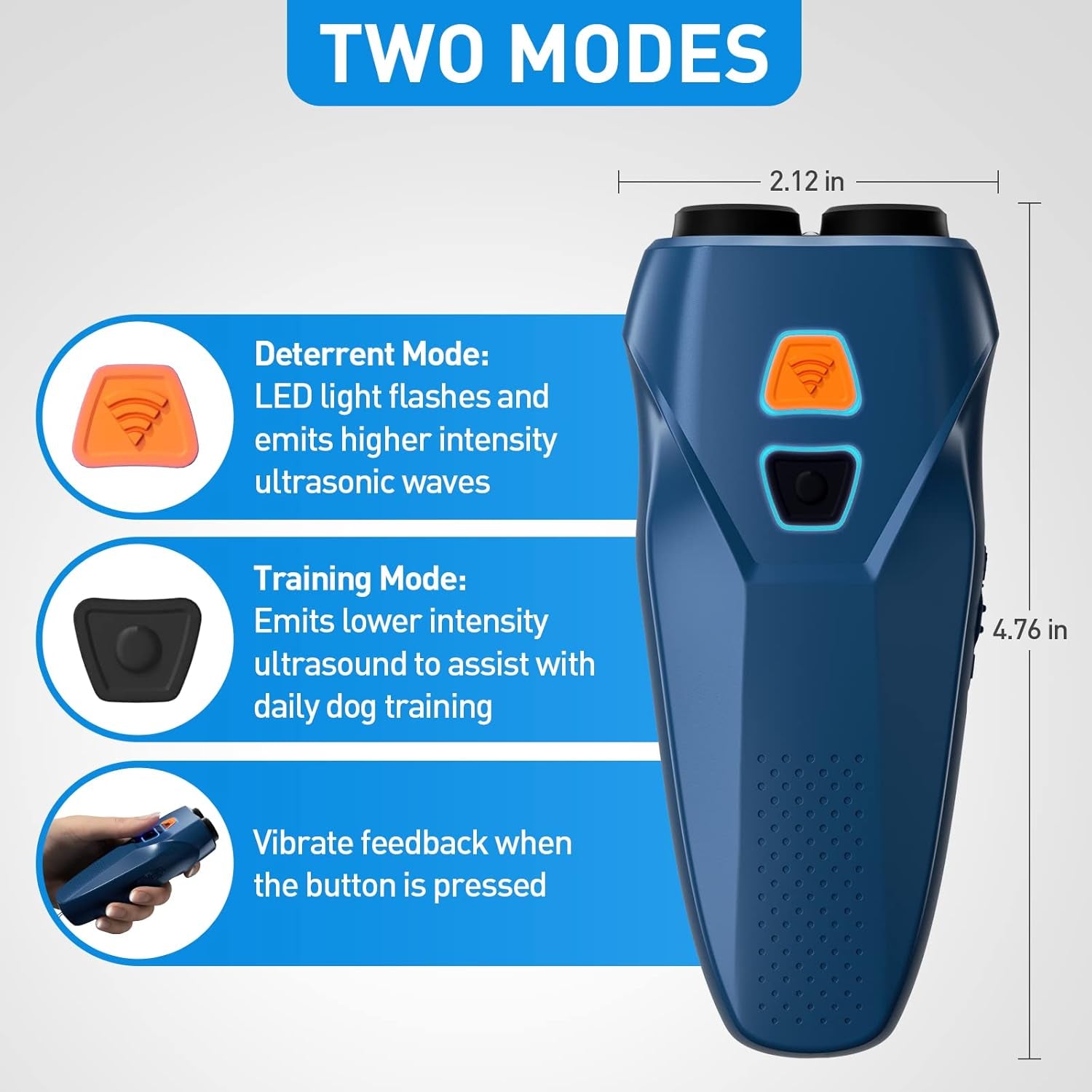 Dog Barking Control Devices Dual Sensor anti Barking Device with Training/Deterrent Modes Dog Whistle to Stop Barking Ultrasonic Dog Barking Deterrent with LED Flashlight 25 FT Range Rechargeable