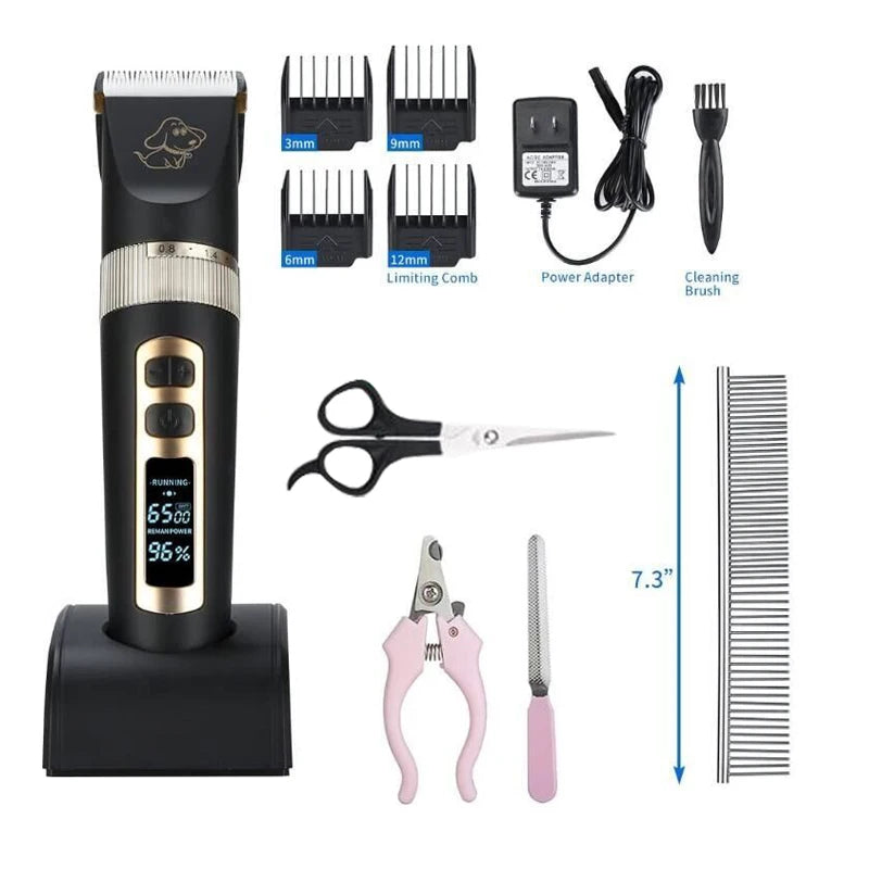 Baorun P2 Electric Hair Clipper for Dogs Cat Professional LCD Screen Pet Trimmer Clippers Rechargeable Electric Trimmer