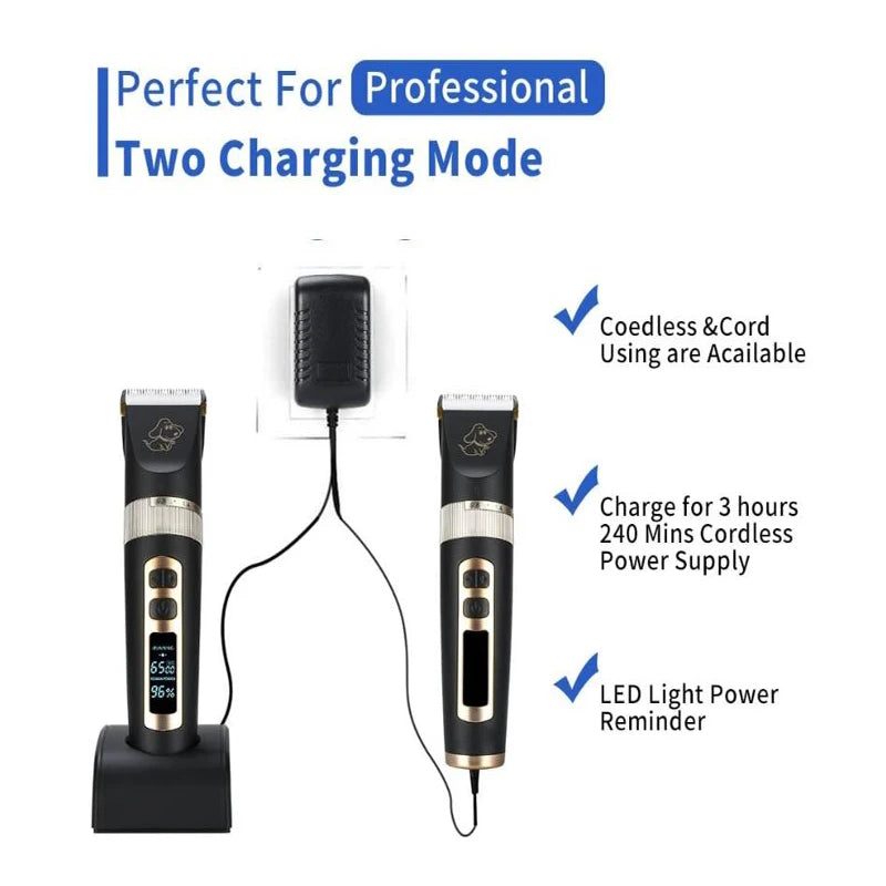 Baorun P2 Electric Hair Clipper for Dogs Cat Professional LCD Screen Pet Trimmer Clippers Rechargeable Electric Trimmer