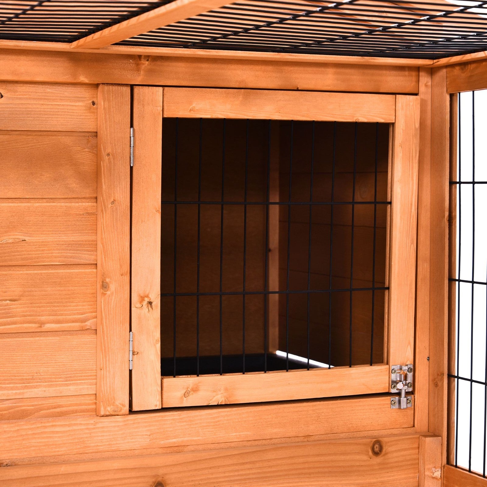 Pawhut Rabbit Hutch, Guinea Pig Hutch Outdoor Detachable Cage W/ Tray & Roof