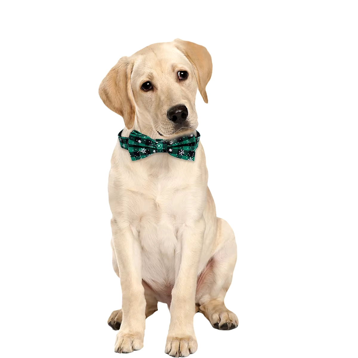 Dog Collar with Bow Tie,Christmas Plaid Snowflake Dog Collar with Adjustable Buckle Suitable for Small Large Dogs Cats Pets