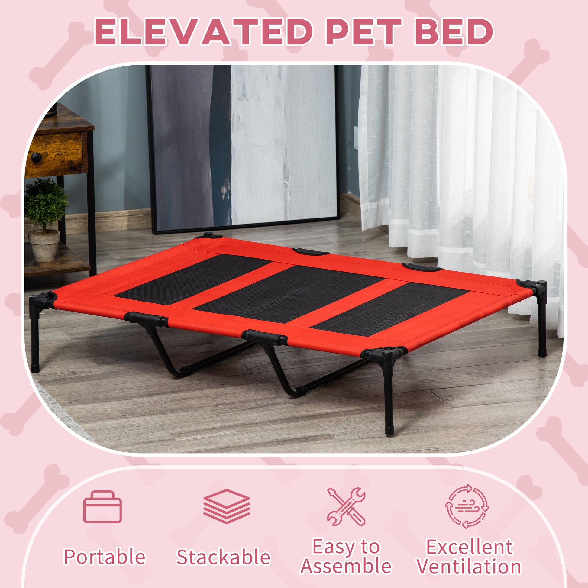 Cooling Elevated Dog Bed Portable Raised Pet Cot for Indoor & Outdoor Use