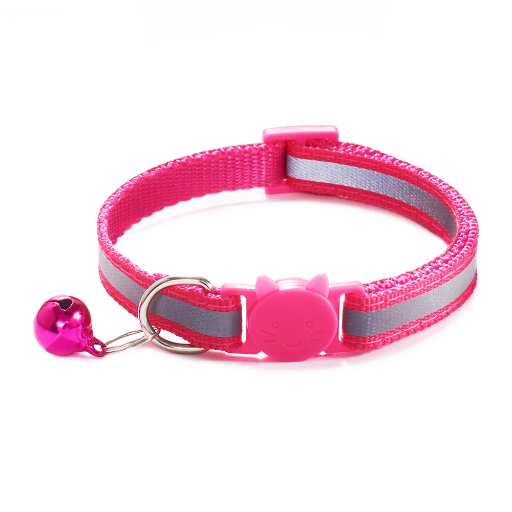 10Pcs Wholesale with Bell Collars Delicate Safety Reflective Nylon Dog Collars Neck Strap Fashion Adjustable Pet Cat Dog Collar