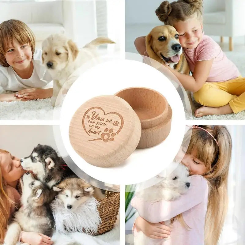 Dog Hair Keepsake Box Wooden Engraved Pet Memorial Box Pet Storage Box for Dog and Cat Ashes Wooden Engraved Dog Tooth Box Dog