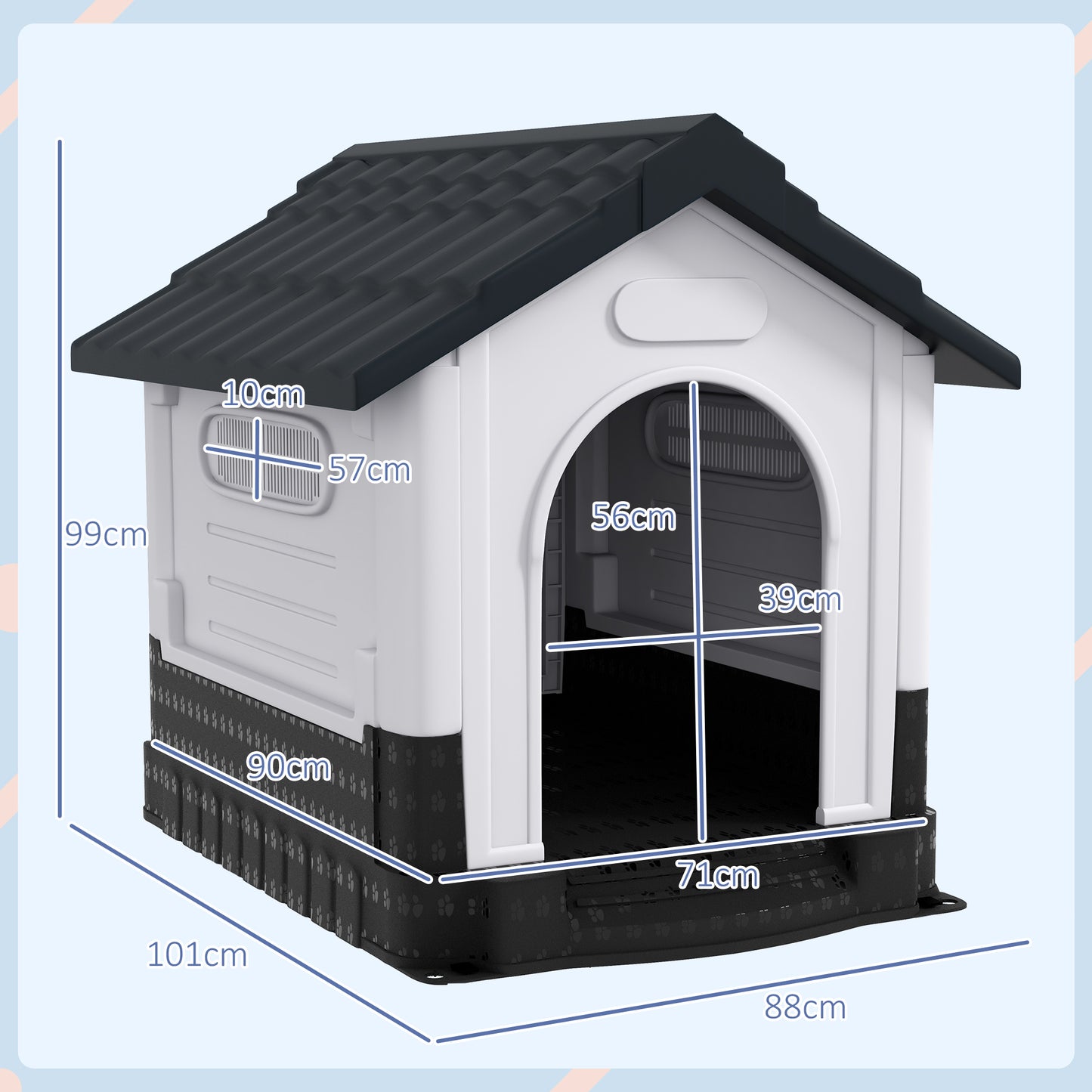 Dog Kennel for Outside, Plastic Dog House, Water-Resistan