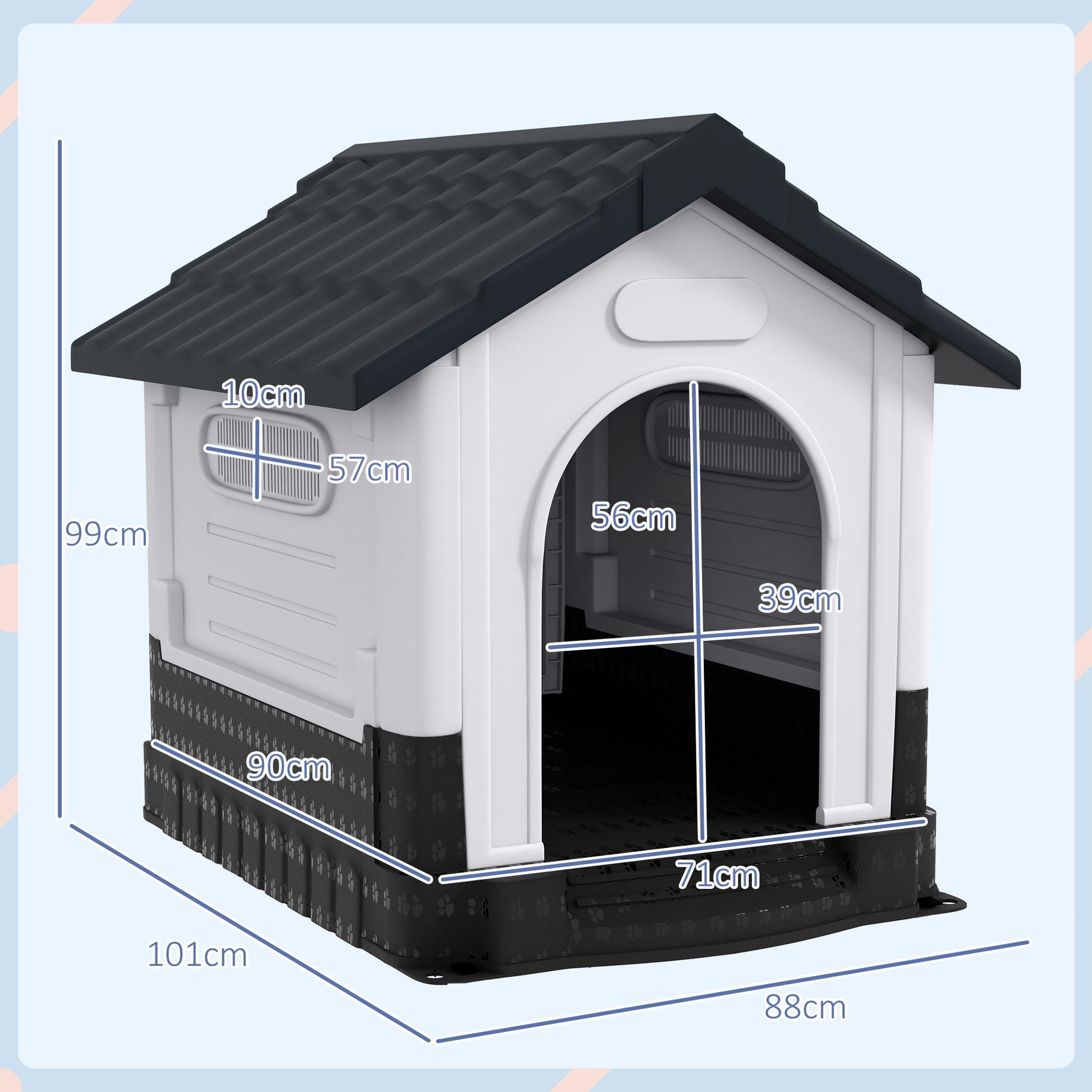 Dog Kennel for Outside, Plastic Dog House, Water-Resistan