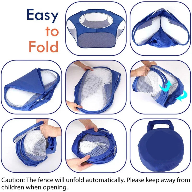 Portable Small Pet Cage Transparent Cat and Dog Cage Tent Pet Playpen Open Folding Yard Fence for Dog Hamster Rabbit Guinea Pig