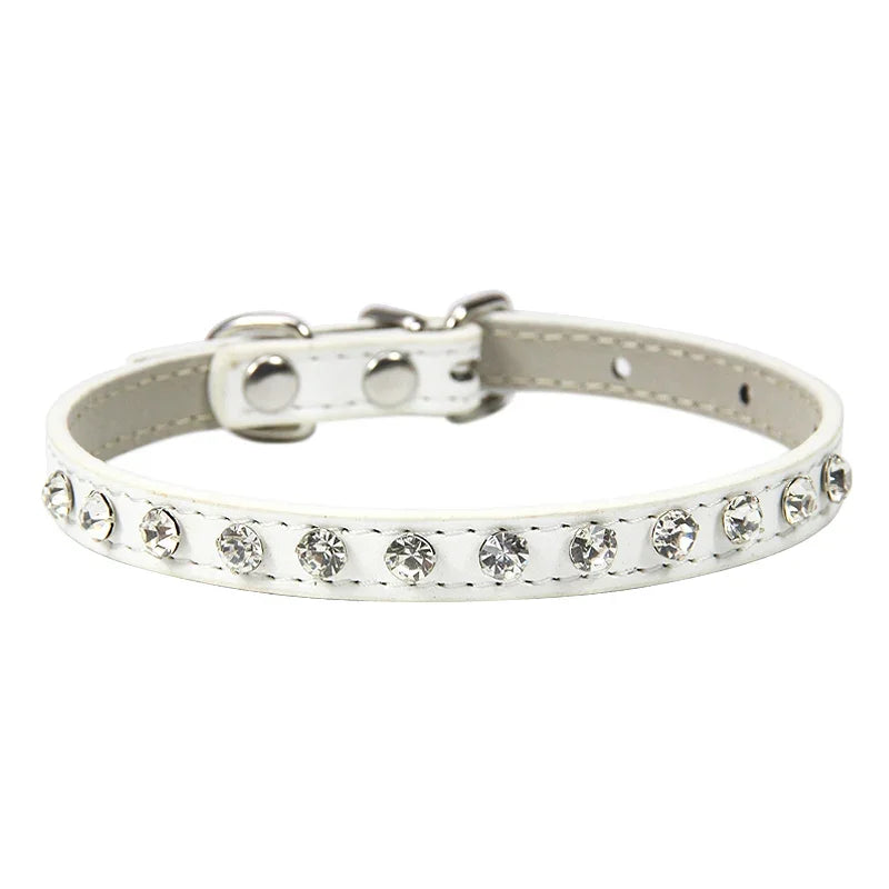 Luxury Rhinestone Rivets Cat Collar Leather Small Dog Collars Puppy Neck Strap for Kitten Accessories Wholesale / Dropshipping
