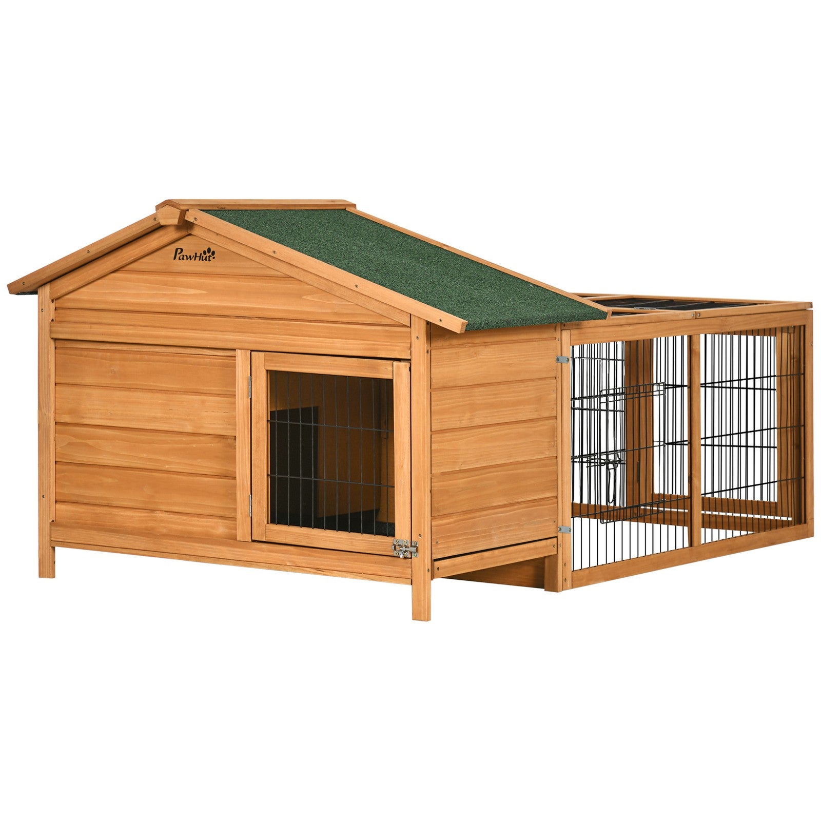 Pawhut Rabbit Hutch, Guinea Pig Hutch Outdoor Detachable Cage W/ Tray & Roof