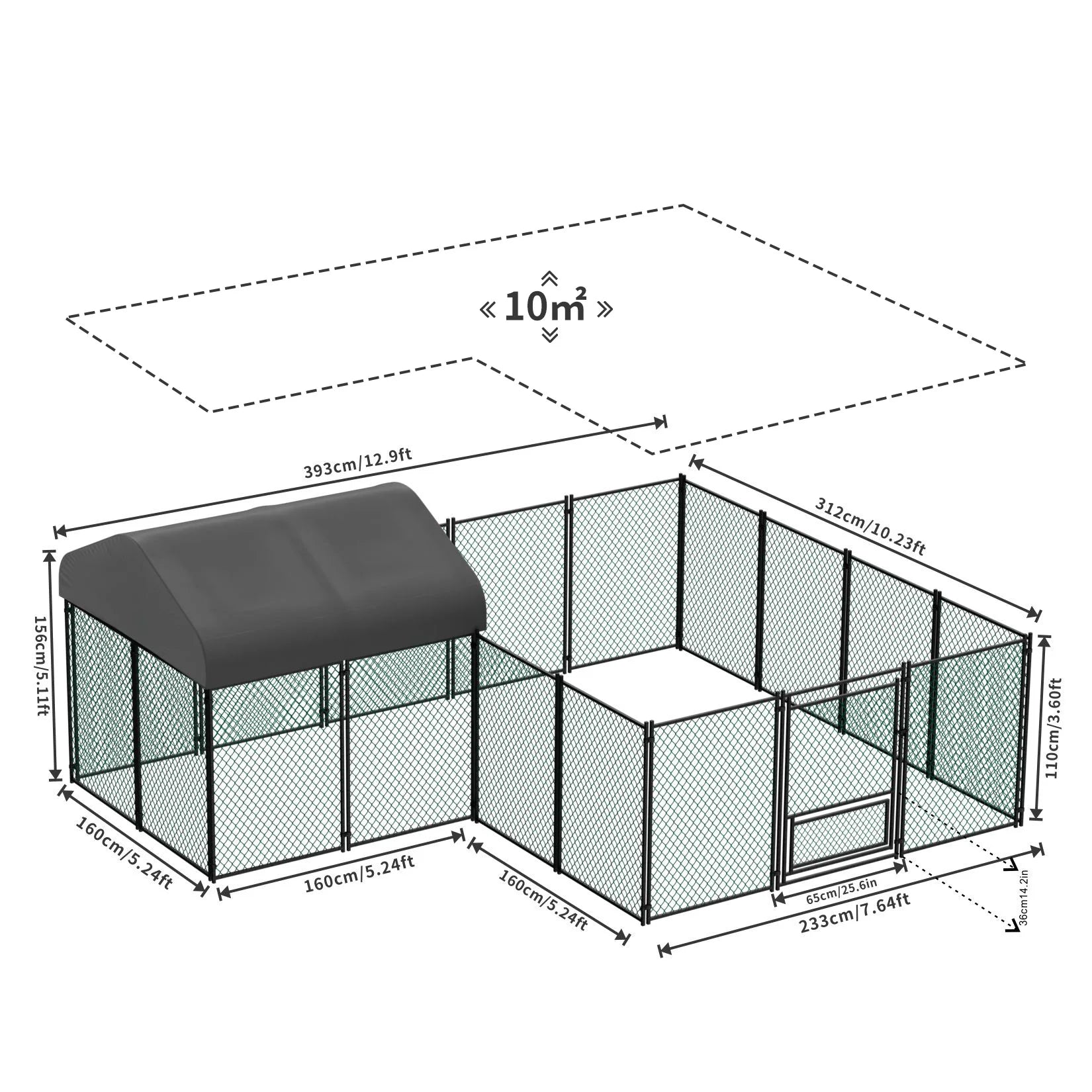 Chicken Coop 12.9X10.2X5.1Ft Chicken Run Pen for Yard with Cover Outdoor Metal Portable Chicken Tractor Cage Enclosure Crate