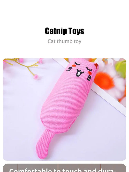 Catnip Toys Cute Thumb Plush Pillow Teeth Grinding Bite-Resistant Teasing Relaxation Cat Chew Toy Pet Accessories