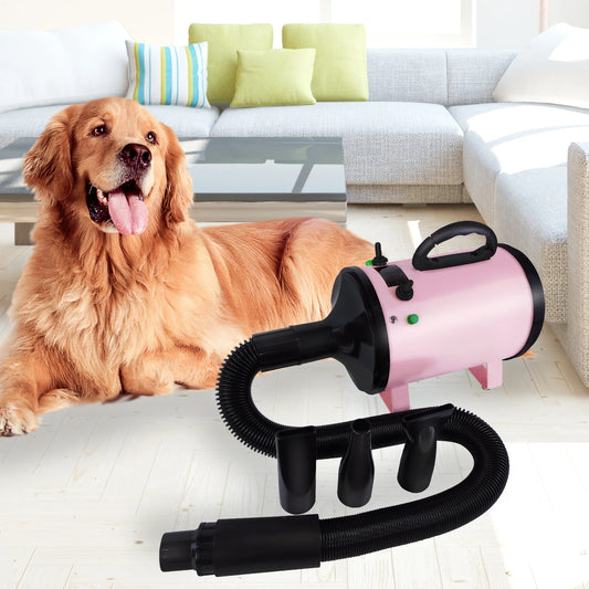 2000W-2800W Pet Hair Dryer, 35°C and 65 °C, Speed: 50M/S ~ 100M/S, Stepless Adjustable, 2.5M Extendable Hose, 3 Nozzles