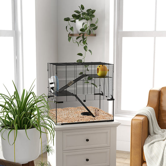 3 Tiers Hamster Cage, Gerbil Cage W/ Ramps, Exercise Wheel