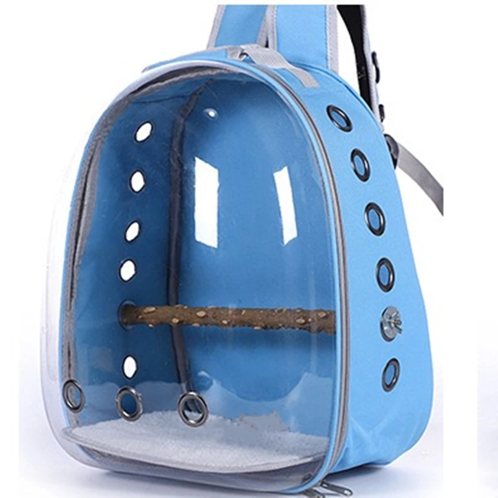 Bird Carrier Bag Parrot Backpack with Prech and Feeder Cups for Parakeet Cockatiel Bunny Travel Acrylic Portable Pet Bird Cage
