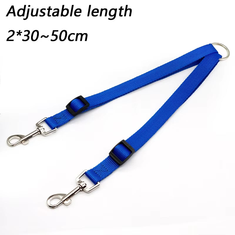Double Twin Dual Coupler Dog Leash Two in One Strong Nylon V Shape Adjustable Pet Dog Leash Colorful Two Ways 2 Dogs Pet Lead