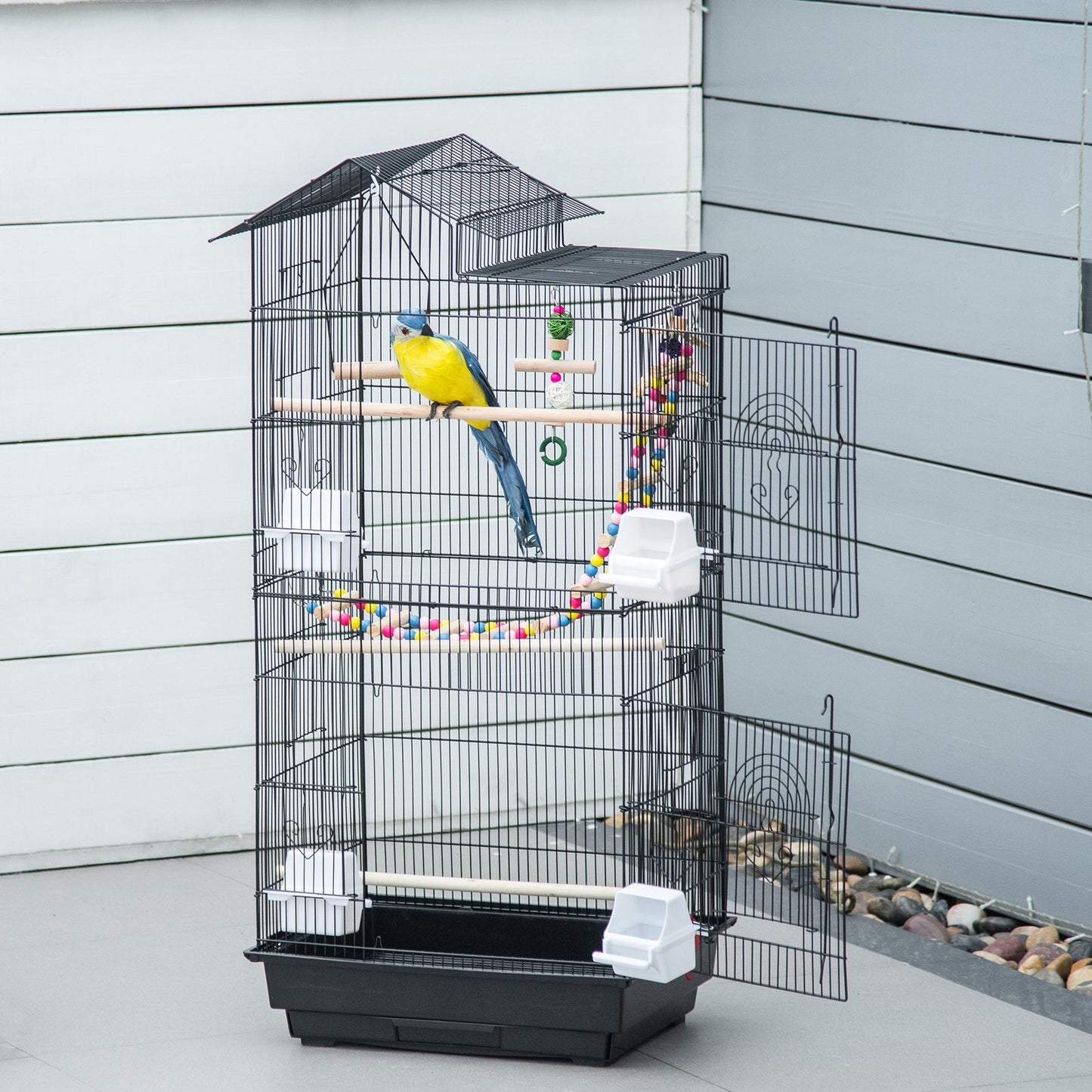 Pawhut Bird Cage for Budgies, Finches, Canaries W/ Accessories, Toys, Tray