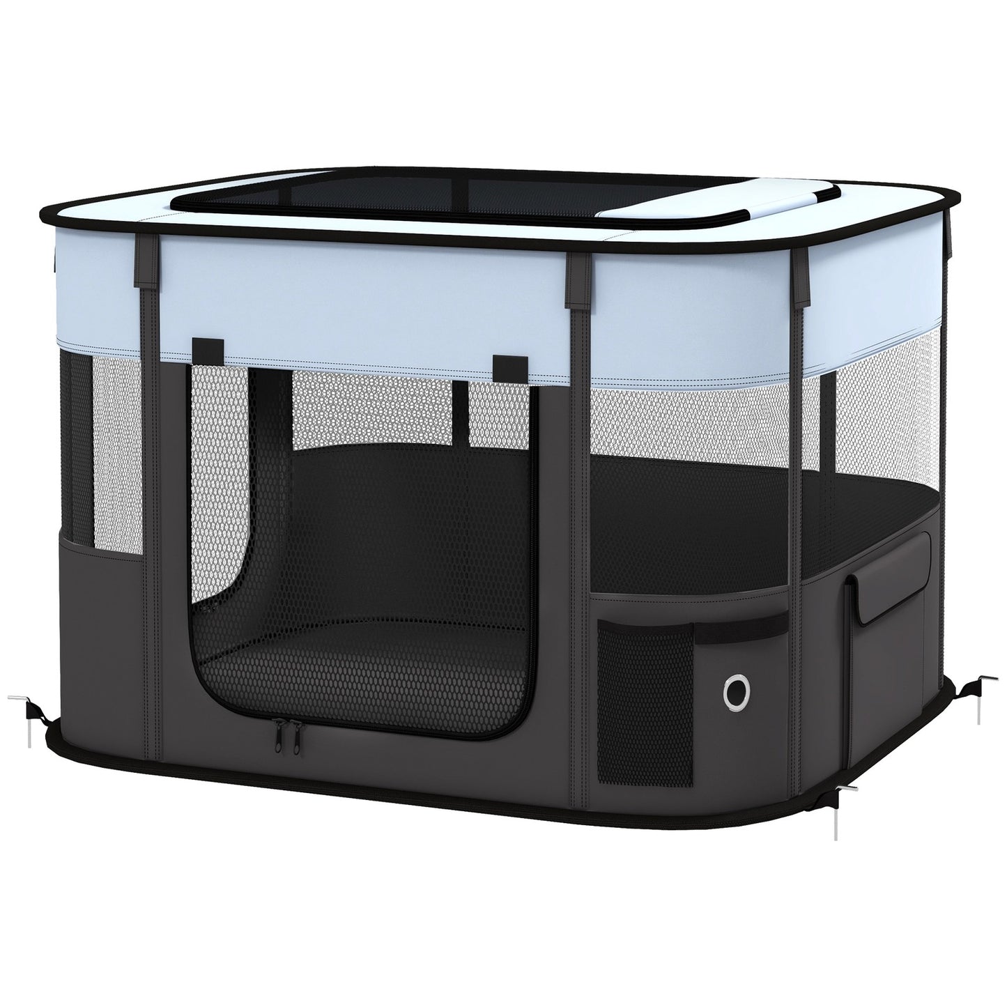 Pawhut Portable Dog Pen for Puppies, Rabbits, Kittens, Guinea Pigs - Grey