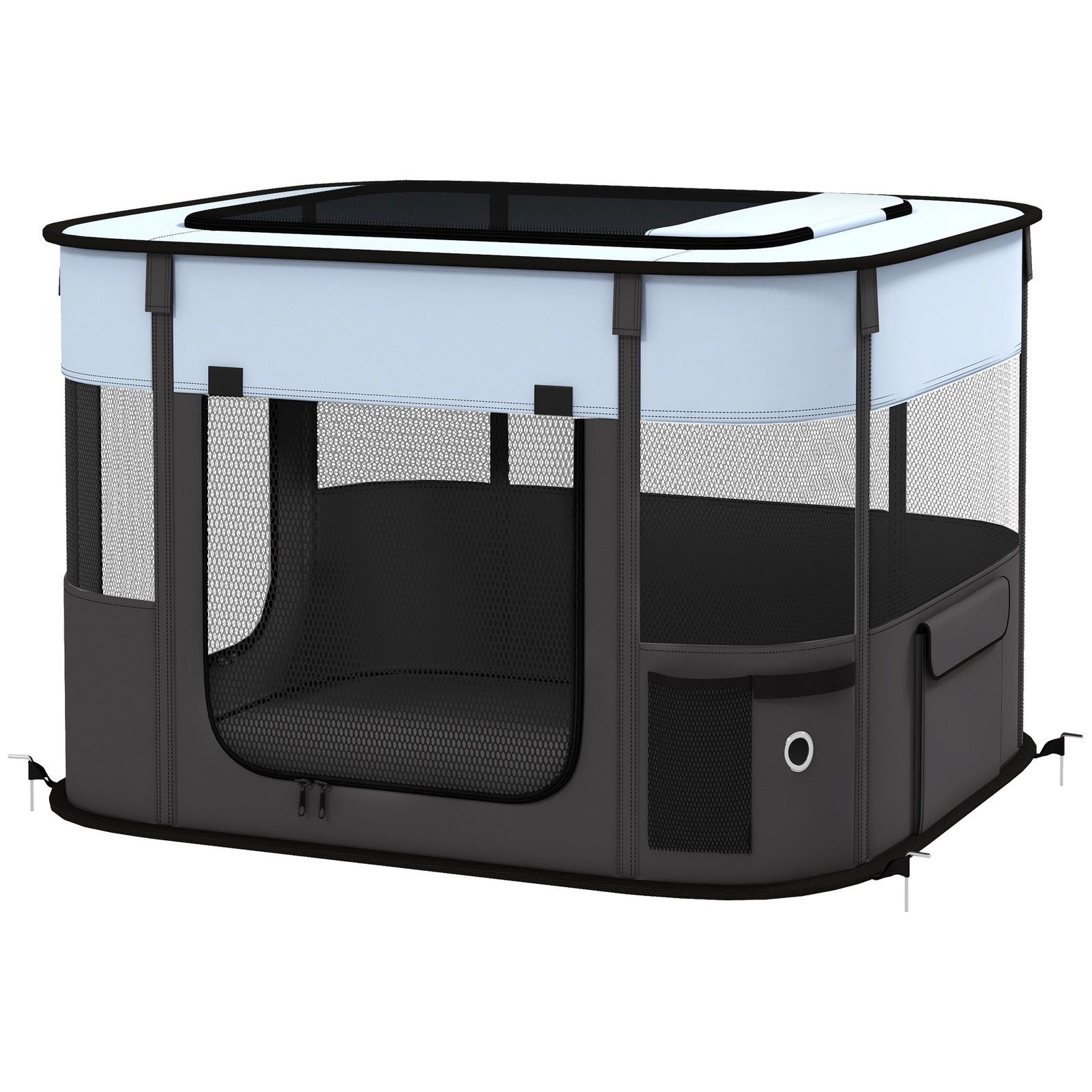 Pawhut Portable Dog Pen for Puppies, Rabbits, Kittens, Guinea Pigs - Grey
