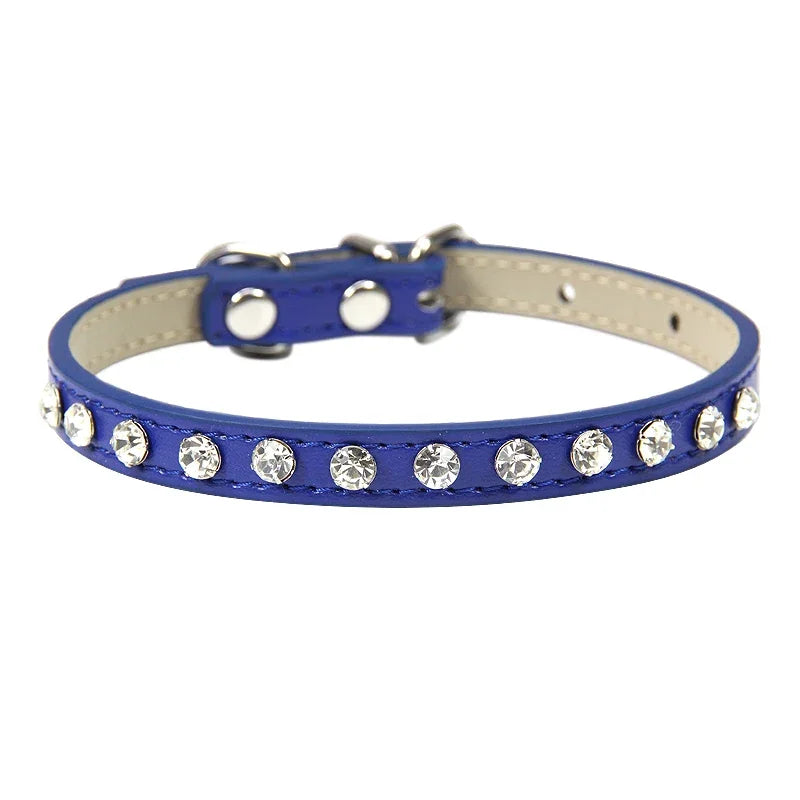 Luxury Rhinestone Rivets Cat Collar Leather Small Dog Collars Puppy Neck Strap for Kitten Accessories Wholesale / Dropshipping