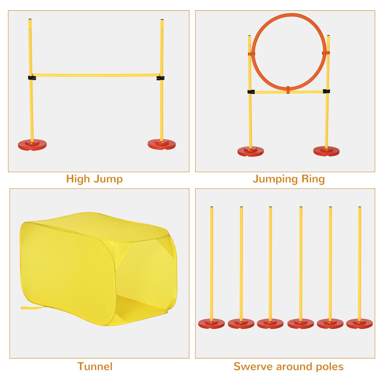 Outdoor 4 Pcs Dog Pet Agility Training Equipment Backyard Starter Course Set