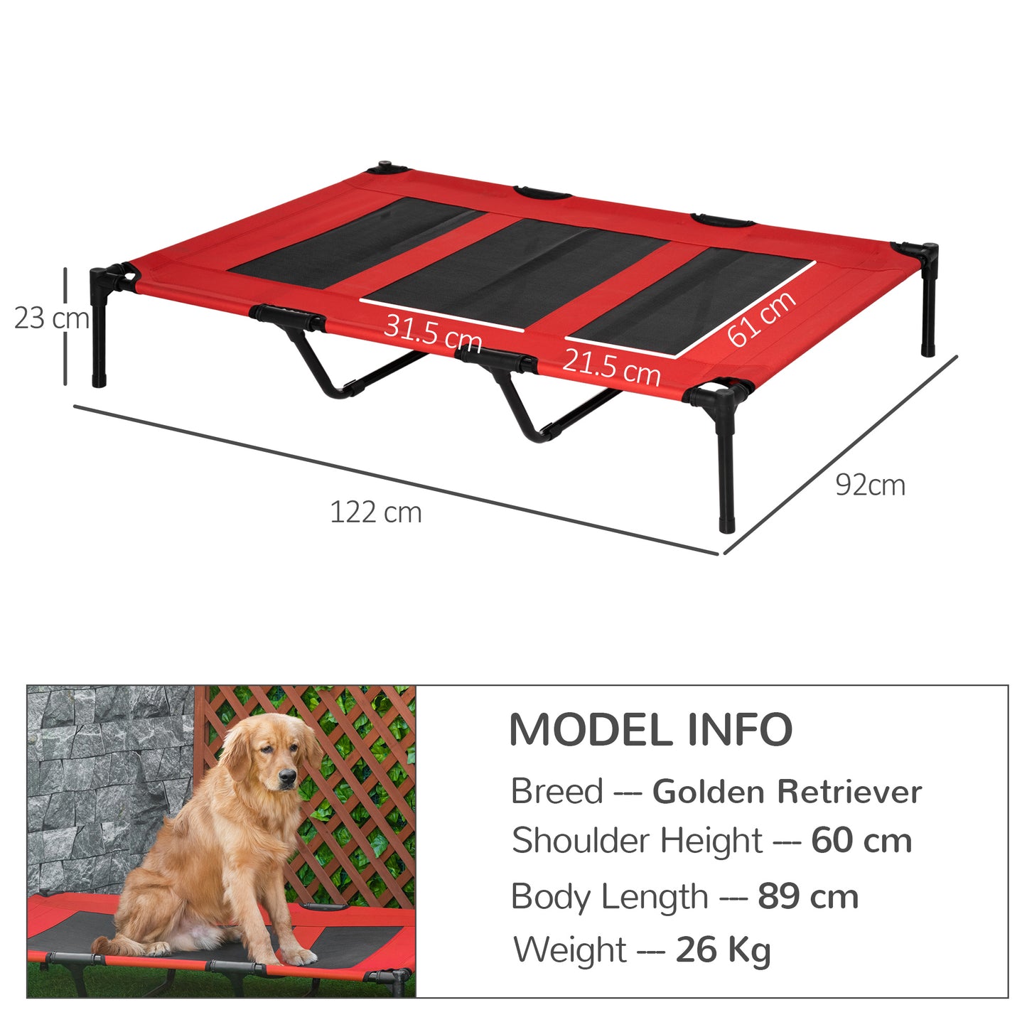 Cooling Elevated Dog Bed Portable Raised Pet Cot for Indoor & Outdoor Use
