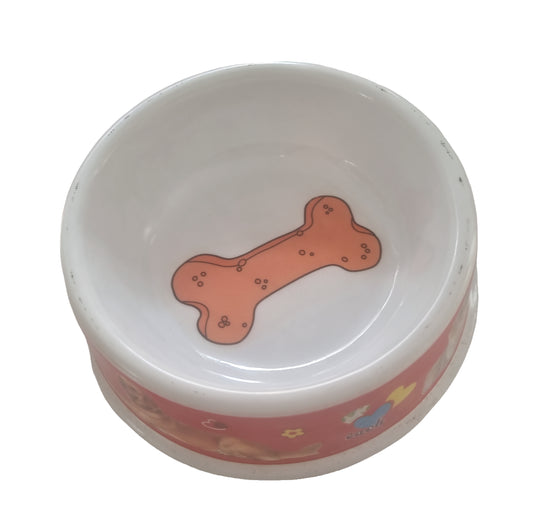 Plastic Dog Bowl with Printed Dog Bone Cat Dog Pet Feeding Bowls Pets 17Cm X 7Cm