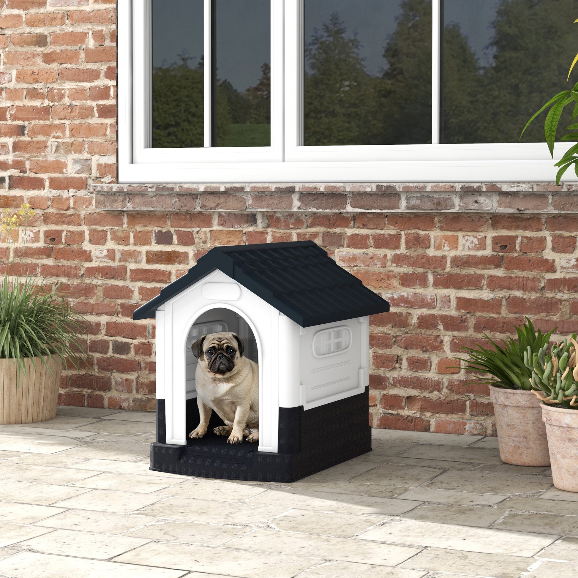 Dog Kennel for Outside, Plastic Dog House, Water-Resistan