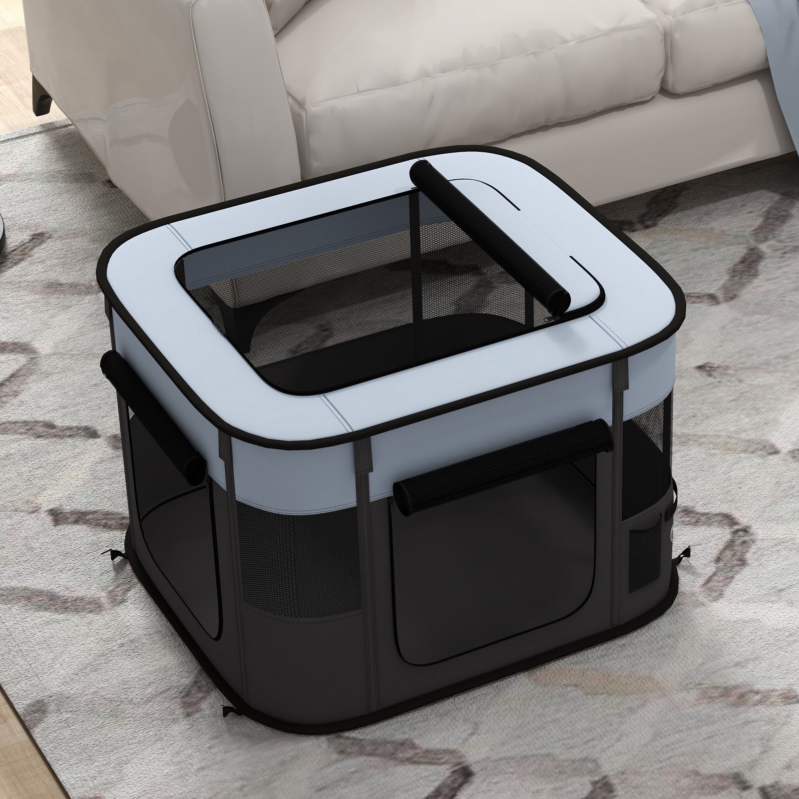 Pawhut Portable Dog Pen for Puppies, Rabbits, Kittens, Guinea Pigs - Grey