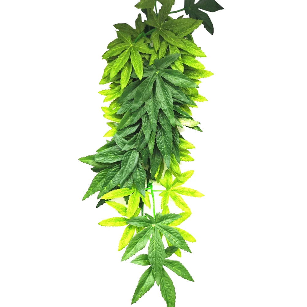 HOT SALE 30/40/50CM Aquarium Reptile Fish Tank Durable No-Fade Artificial Plastic Fake Hanging Leaves Plant Ornament with Sucker